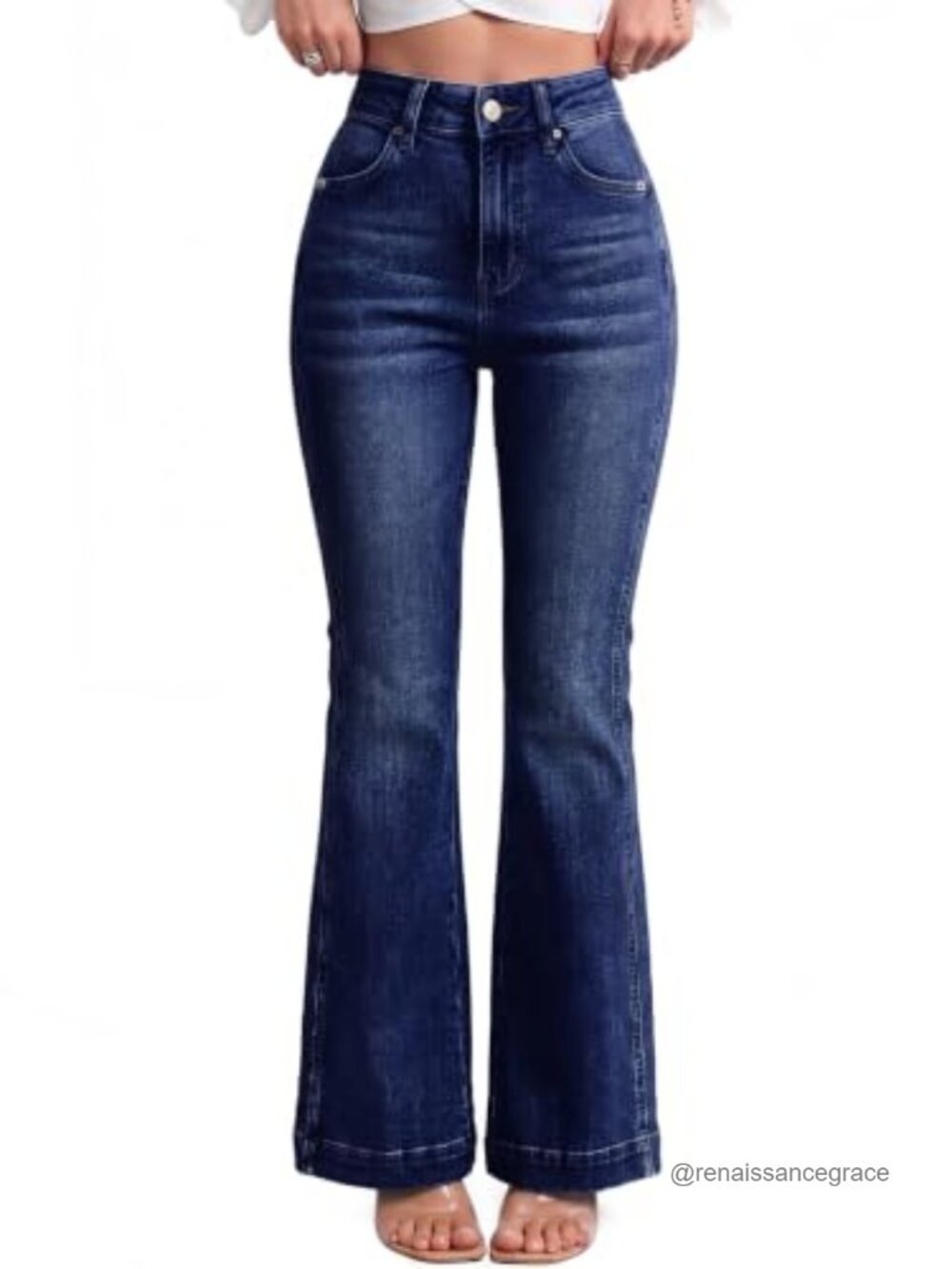 Women's Bootcut Flare Jeans High Waist Stretch Denim Wide Leg Pants Long